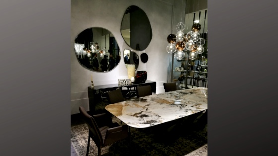 Immagine tavolo con piano in pietra naturale dal salone del mobile 2019